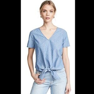 Madewell Chambray Novel Tie-Front Top